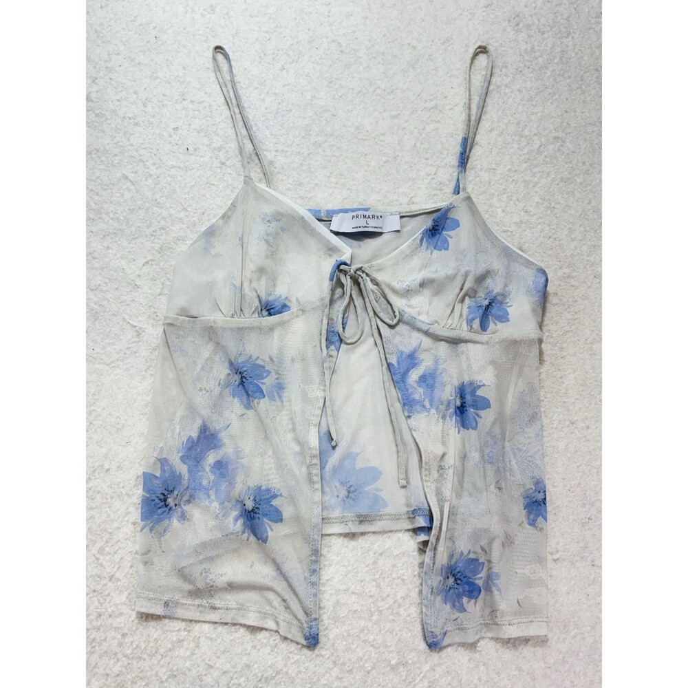 Y2K Women Festival Indie Sleaze Sheer Mesh Tie Front Camisole Top Size L Fairy